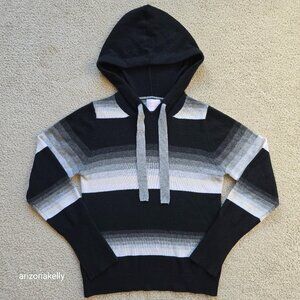 Brodie Cashmere Pullover Hoodie Stripe XS Black White Grey